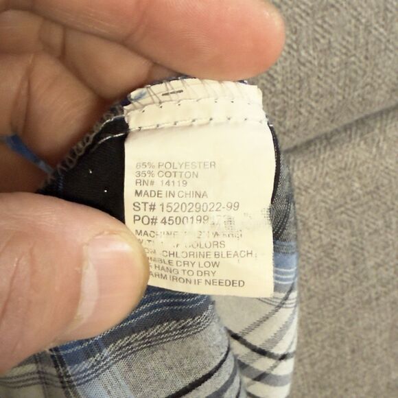 Ely Cattleman Mens Long Sleeve Pearl Snap Western Shirt L Blue Black Plaid - Picture 15 of 15